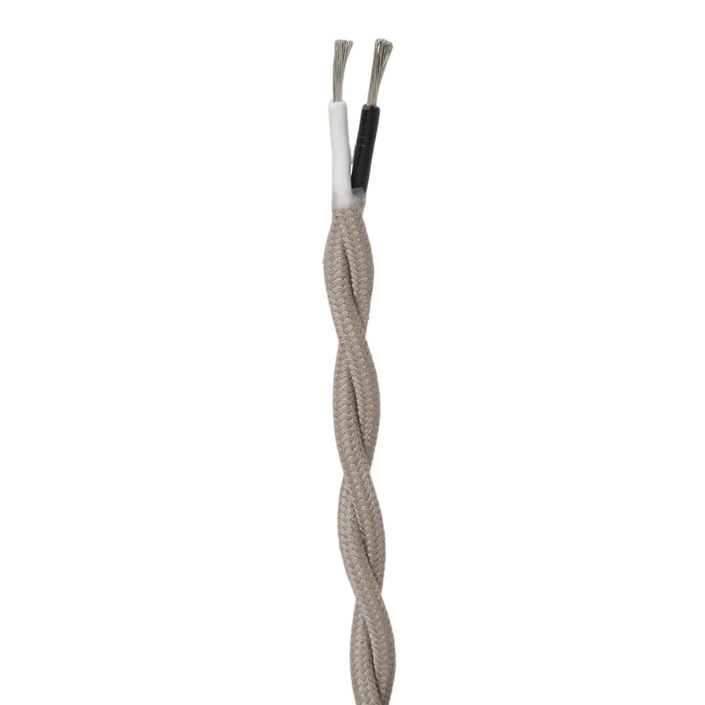 Clay Color 18 Gauge 2-Wire Cotton Covered Twisted Pair Lamp Cord, Choice of Length (46662CL)