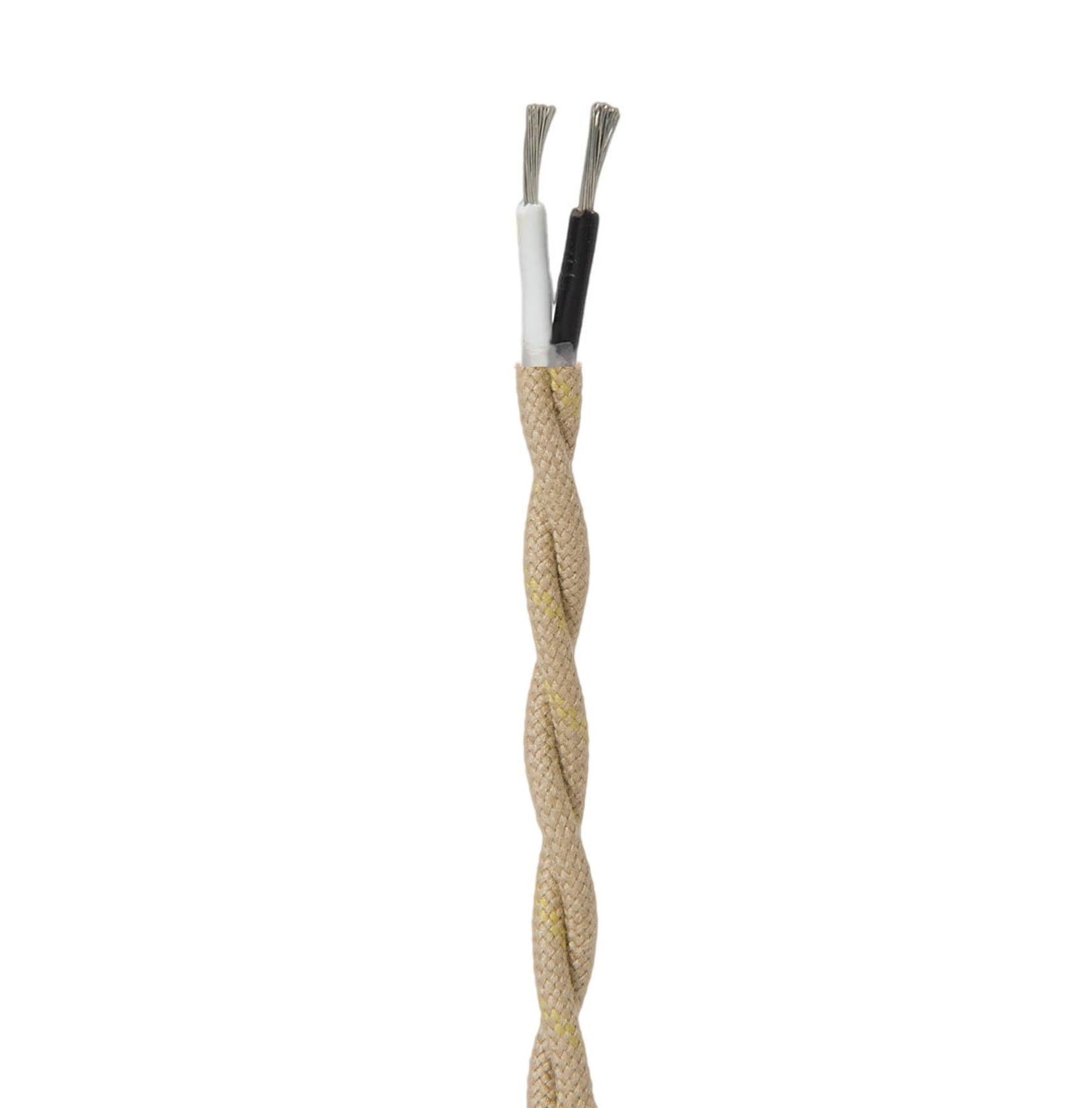 Putty Colored 18 Gauge 2-Wire Cotton Covered Twisted Pair Lamp Cord, Choice of Length (46662P)
