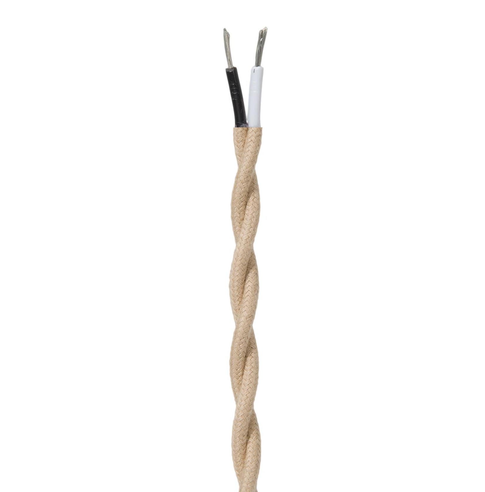 Tan Colored 18 Gauge 2-Wire Cotton Covered Twisted Pair Lamp Cord, Choice of Length (46662T)