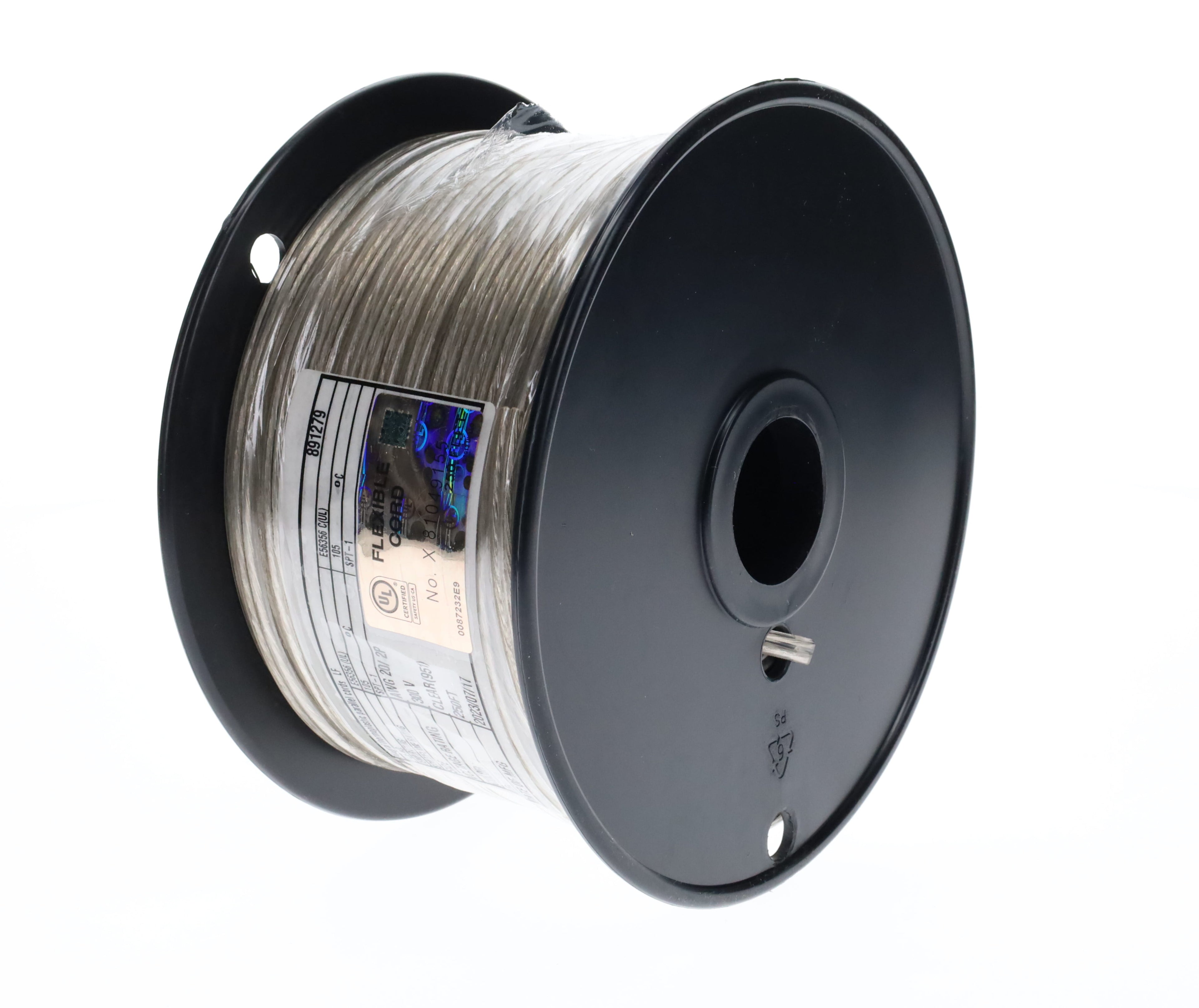 250ft. Spool, 20/2 SPT-1 Thin Plastic Covered Cord, Choice of Color (46664BK)