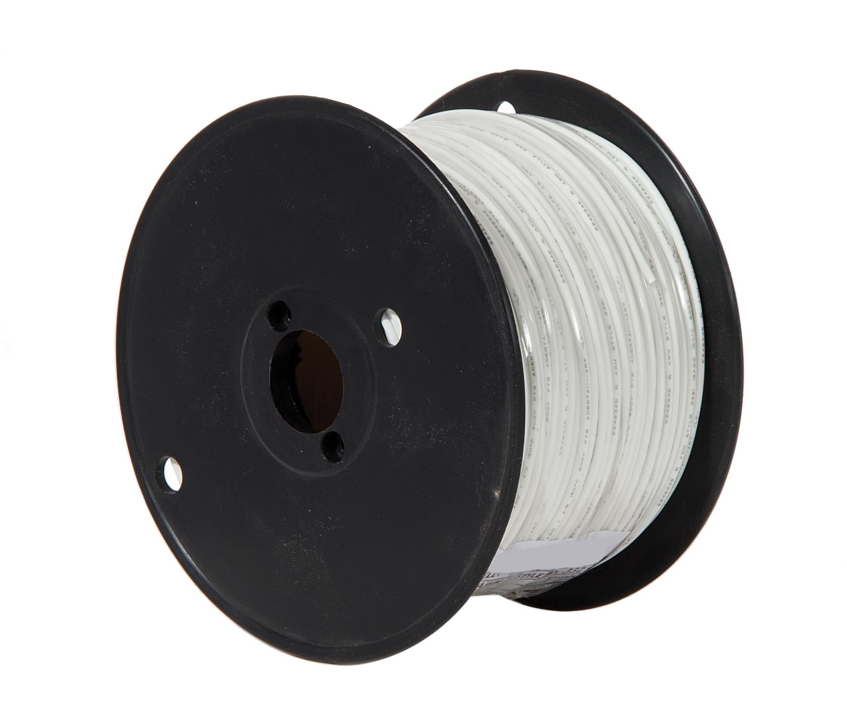 500 Ft or 100 Ft 18/1 AWM UL 3321 Plastic Insulated Lamp Cord, Choice of White or Black (46671)