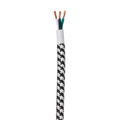 18/3 SVT-B Black & White Hounds-Tooth Pattern Rayon Covered Fabric Lamp Cord, 3-Wire, Choice of Length (46594)