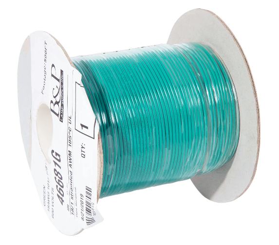 SINGLE WIRE Green Color Plastic Insulated 18/1 Stranded Wire Spool, 500 Ft (46681G)