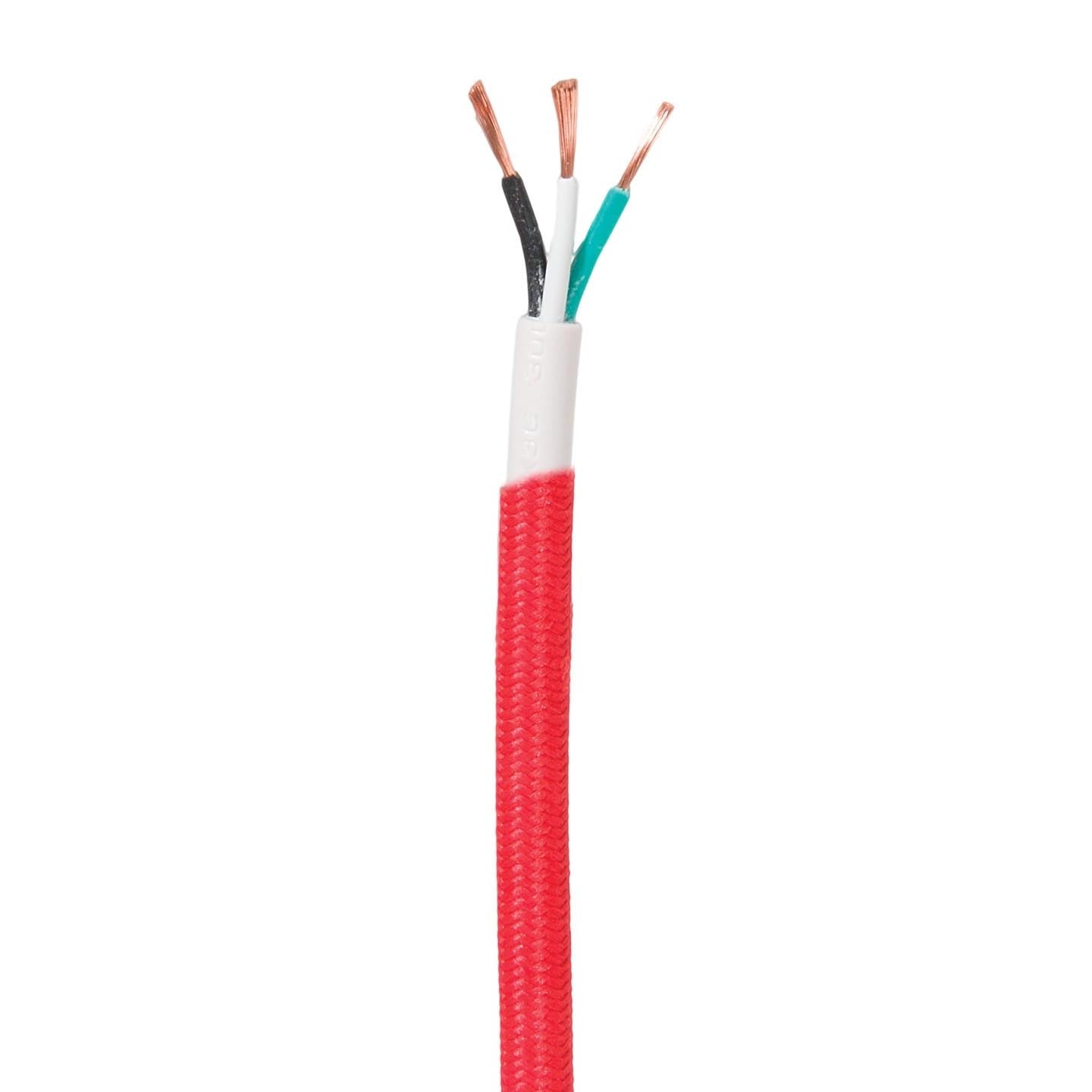 Red Color, Fabric Covered 18/3, SVT-B Lamp Cord, 3-Wire, Choice of Length (46689R)