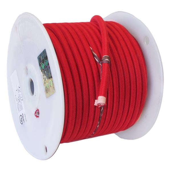 Red Color, Fabric Covered 18/3, SVT-B Lamp Cord, 3-Wire, Choice of Length (46689R)
