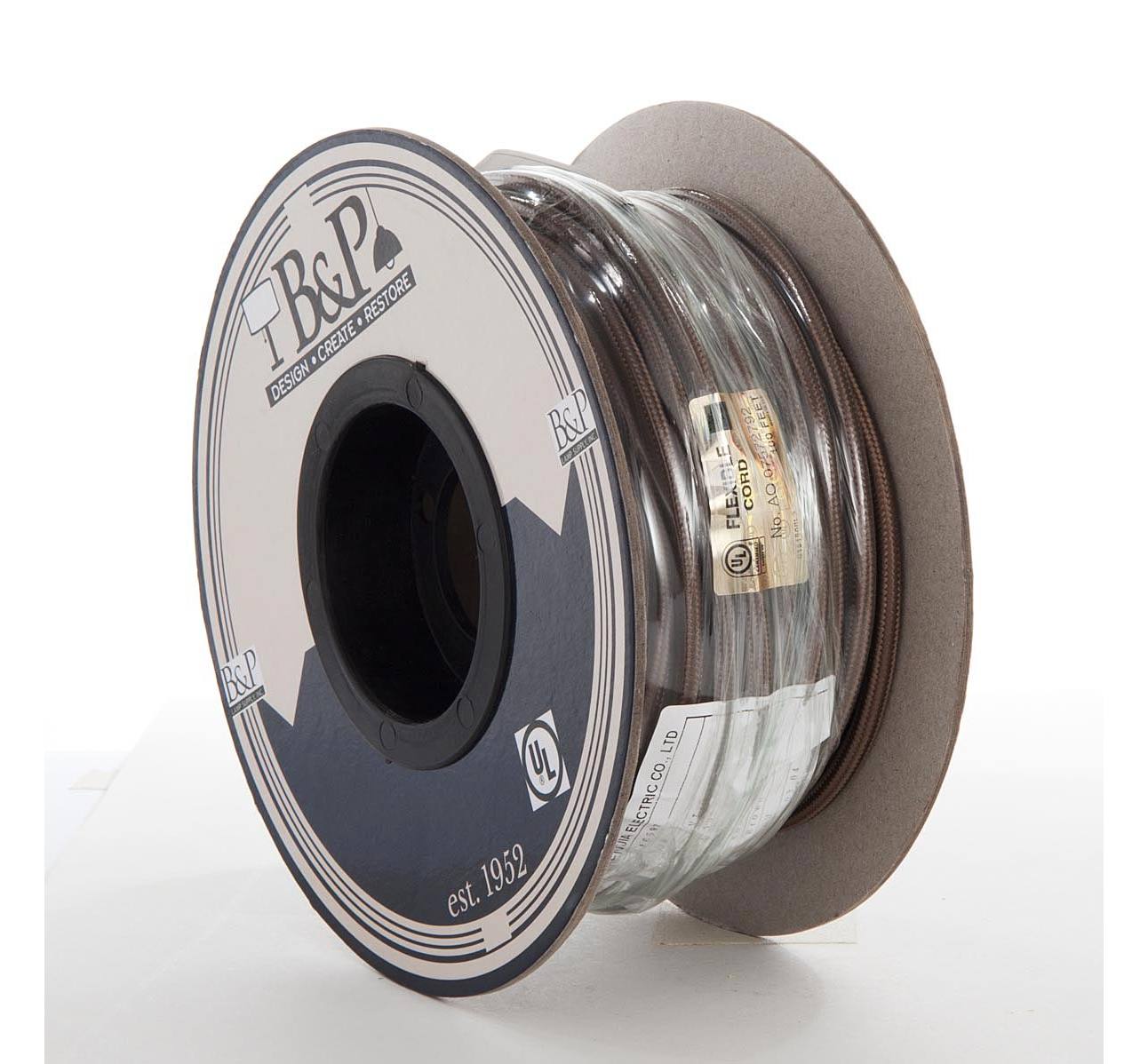 Brown Color NYLON Covered 18 ga. SVT-B, 2-wire Pulley Lamp Cord, Choice of Length (46697)