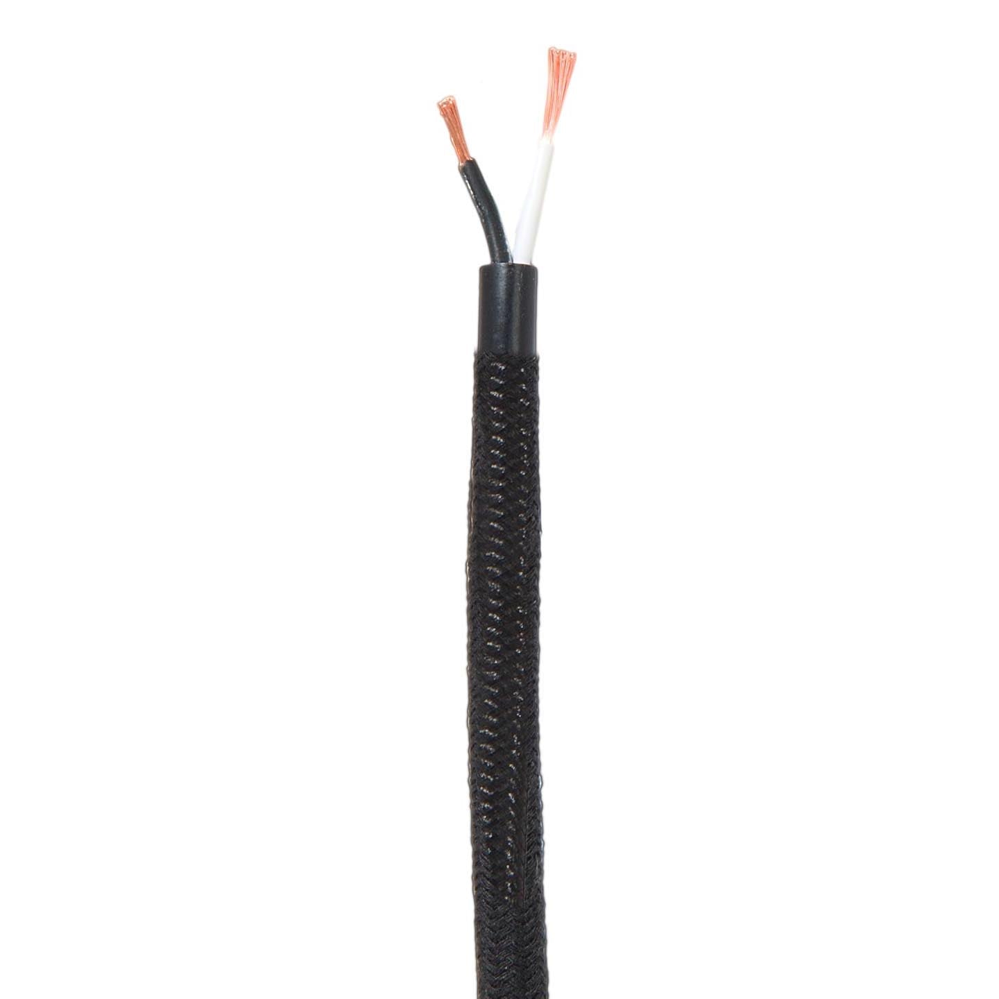 Black Nylon Covered Cord, 18/2 SVT-B, 2-Wire, Choice of Length (46697BK)