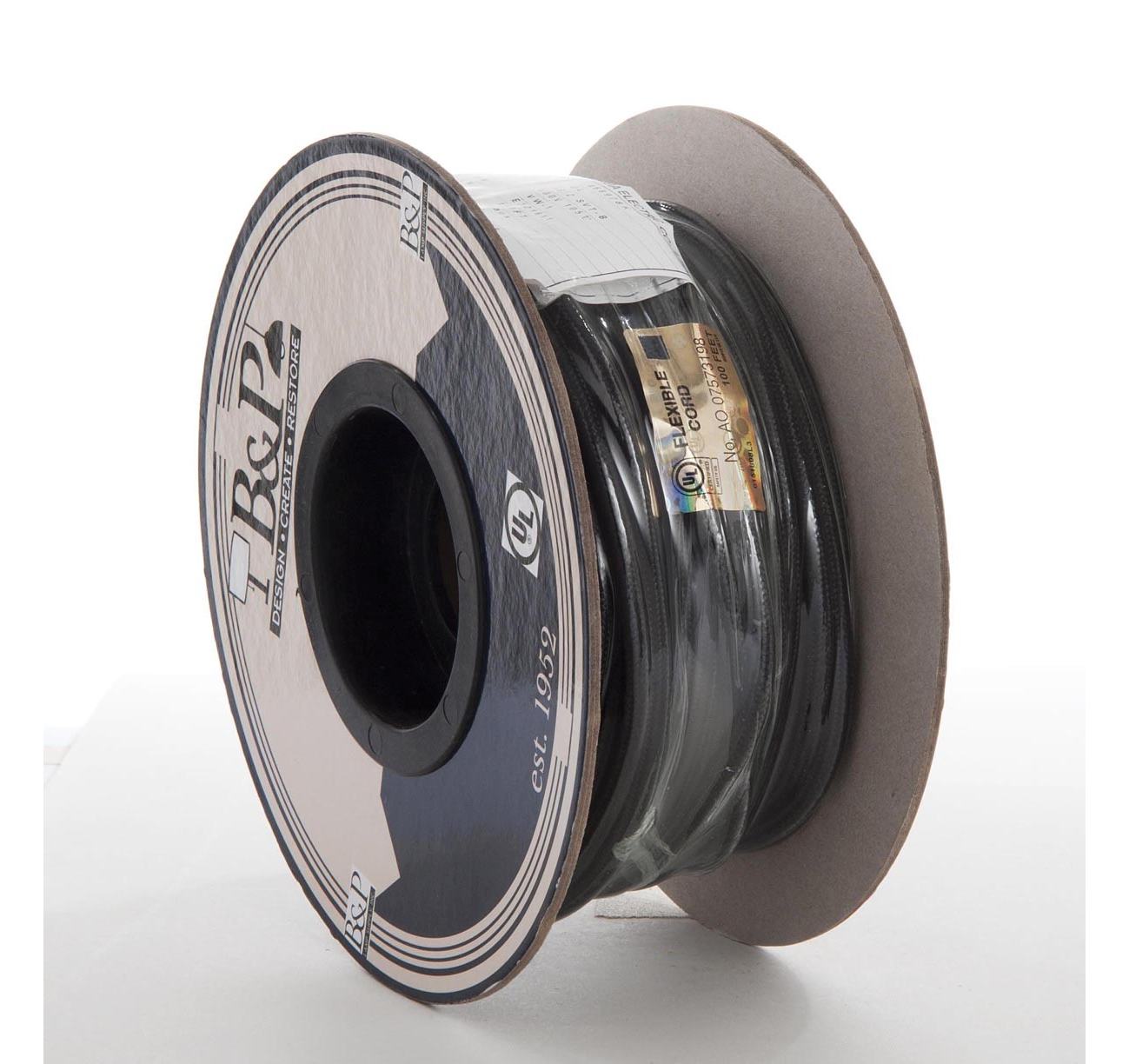 18/3 SVT-B Black Rayon Pulley Cord - Wire 3-Wire Lamp Cord - Choice of Length (46590)