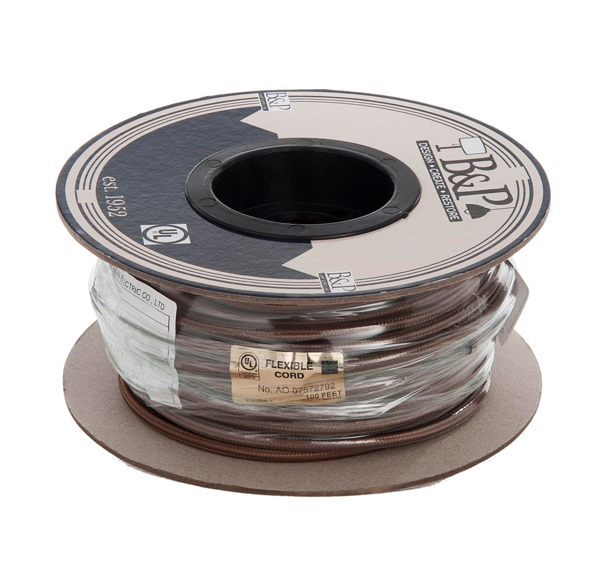 Walnut Color NYLON Pulley Cord, 3-Wire Lamp Cord, Choice of Length (46688)