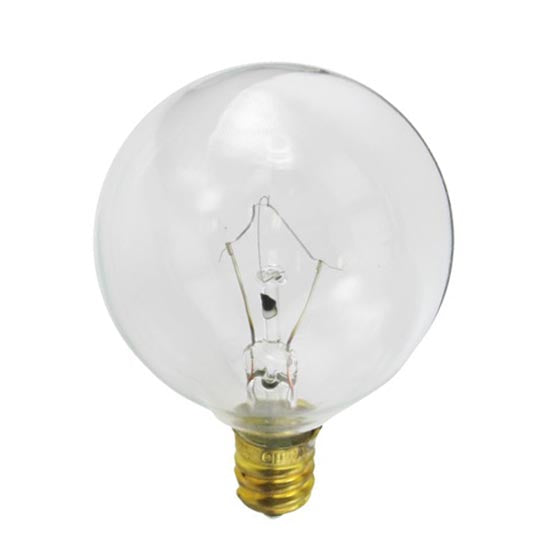 G-16.5, 2" Vanity Globe Bulb, Candelabra Base (E12), Choice of Clear or White (47066)