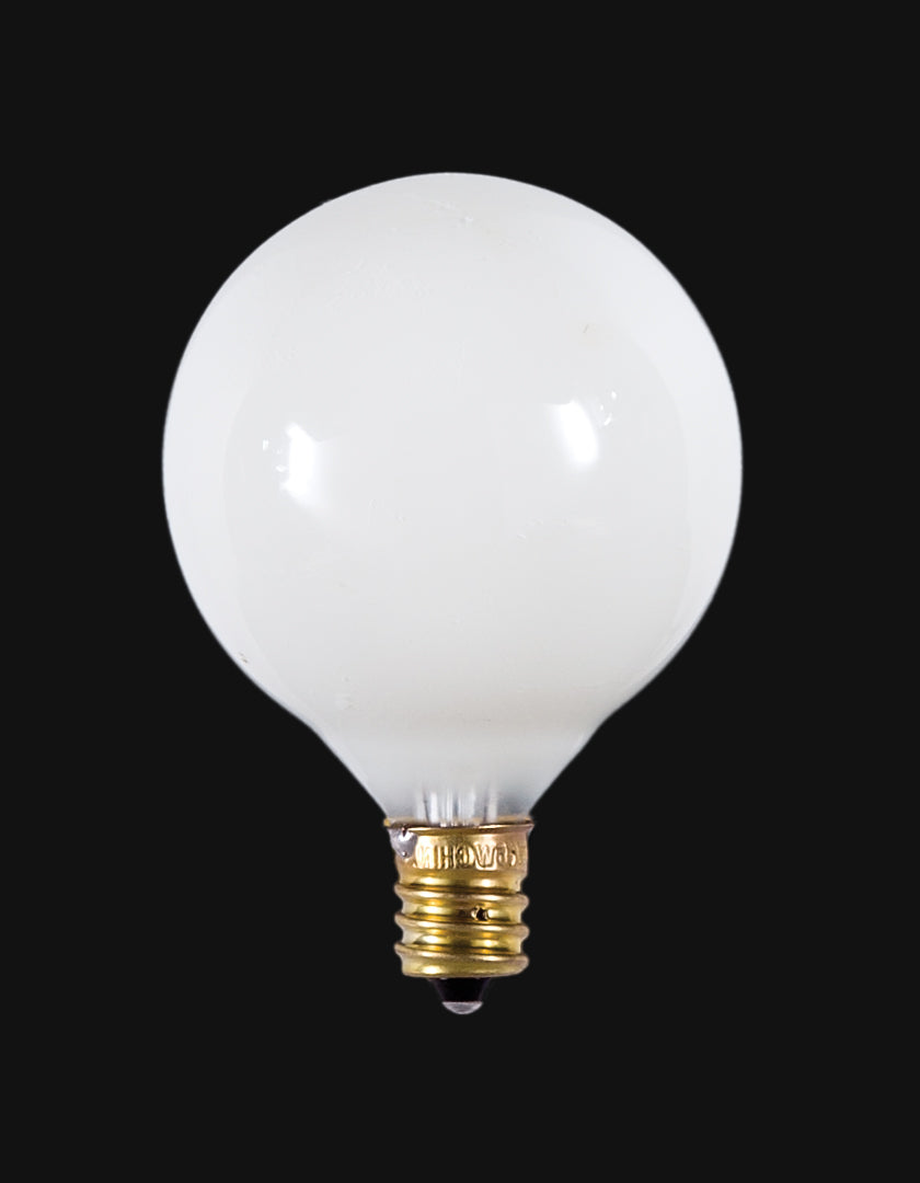 G-16.5, 2" White Vanity Globe Bulb, Candelabra Base (E12) (47066)
