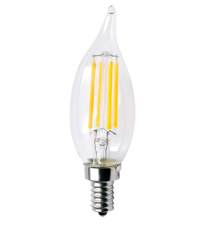 CA10 Antique Style Candelabra LED Light Bulb with Clear Glass, Squirrel Cage Filament (47251)