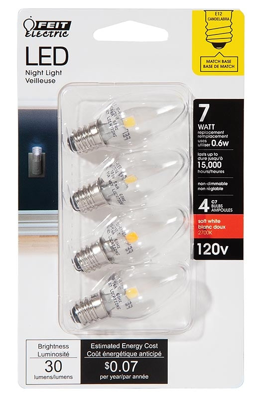 4-Pack E12 Base LED Light Bulbs, Choice of Wattage (47300)