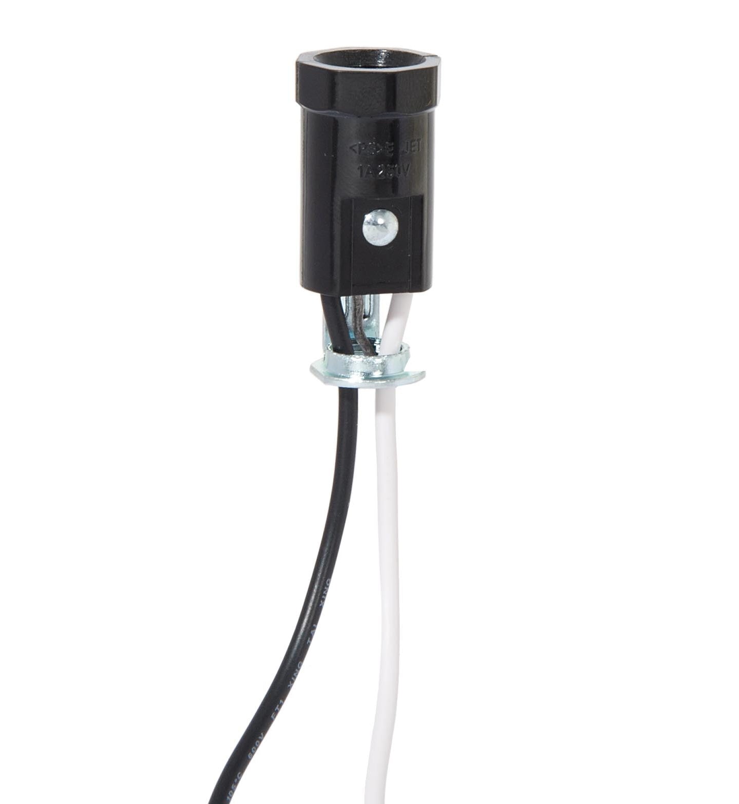 1-3/4 Inch Tall E-12 Pigtail Candelabra Socket, Choice of Wire Lead Length (47633)