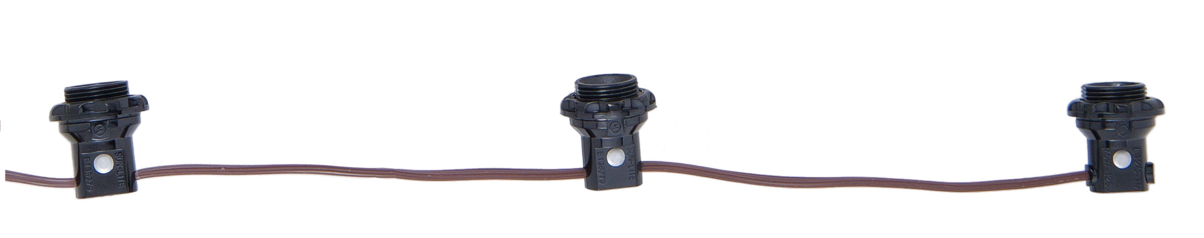 3-Light E12 Candelabra Socket Harness Set Each With Phenolic Ring & 18/2 Wire Leads (47639)