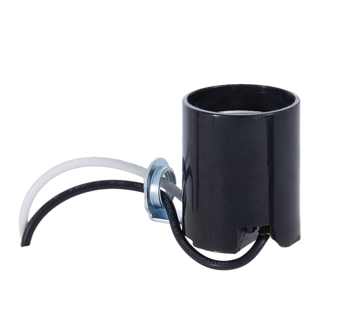 Medium Base Lamp Socket With Side Mount 1/8F Hickey and 9" Wire Leads (47695)