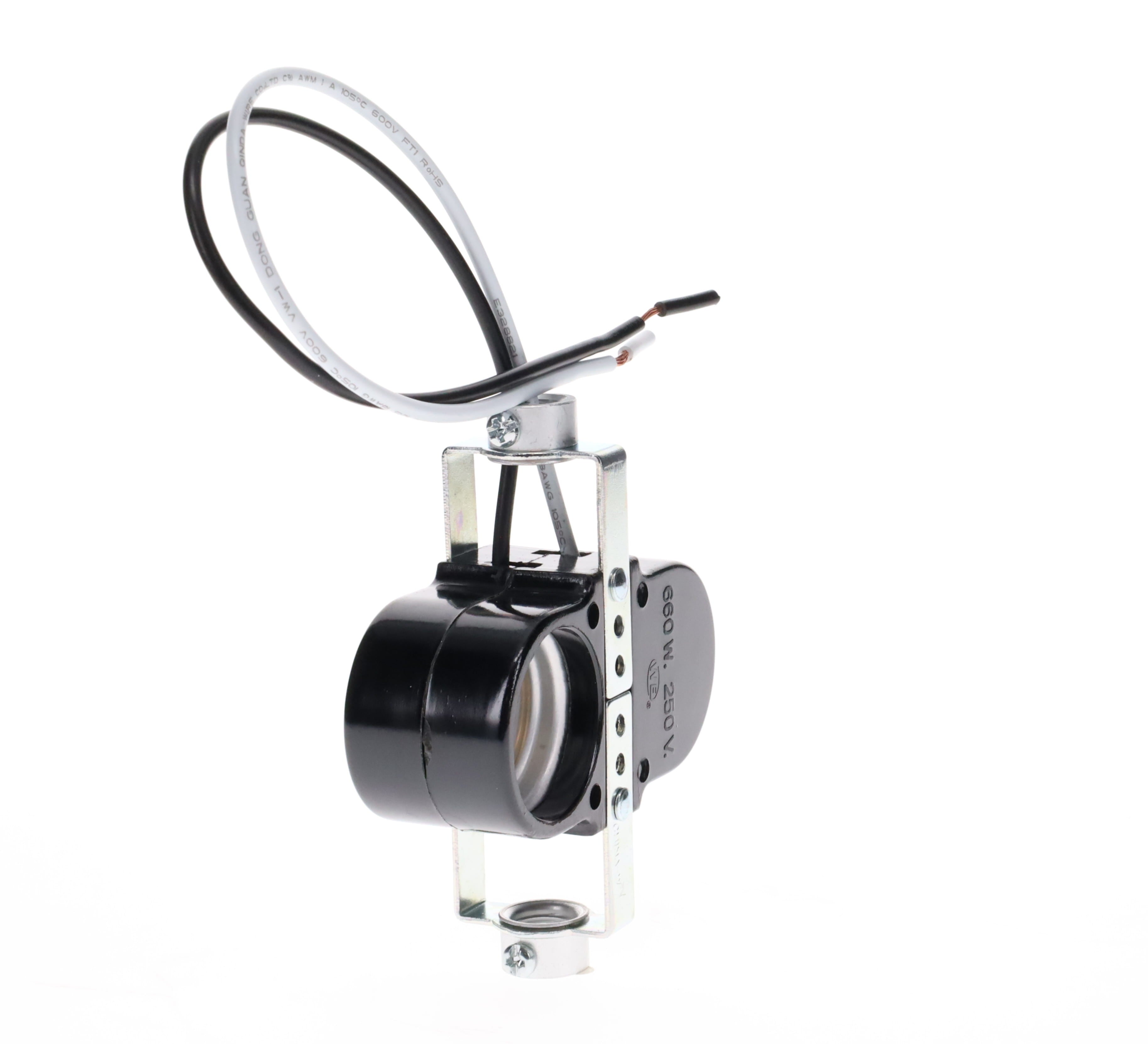 3-1/2" Tall Double Edison Base Socket (E26), 8" Leads, 1/8IP (47701)