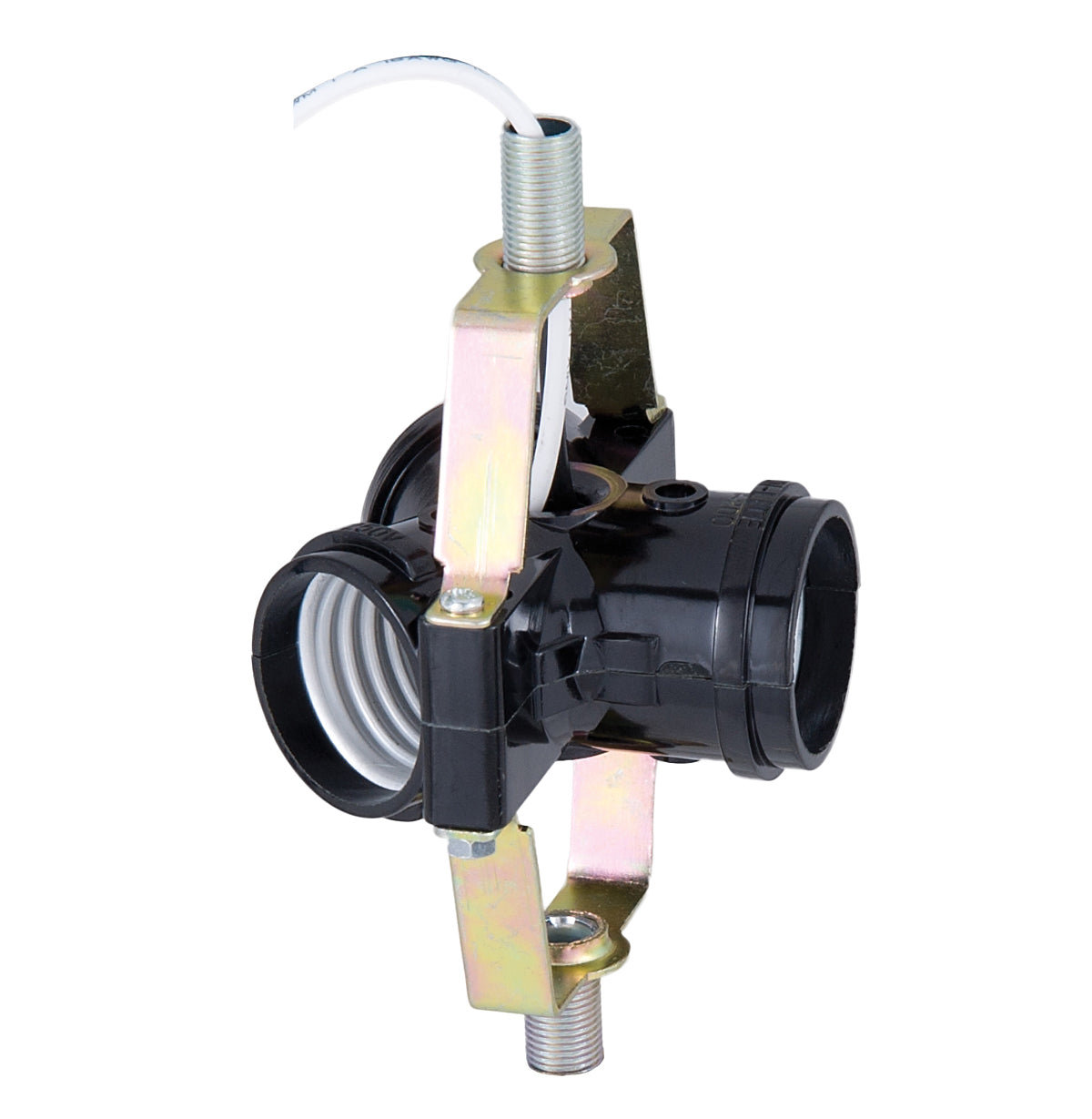 3-1/2" Tall Double Edison Base Socket (E26) Cluster, 7" Leads, 1/8IP (47704)