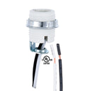 Keyless Porcelain Candelabra Socket With Metal Ring (47706)