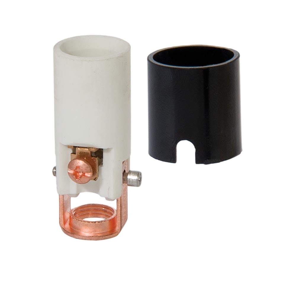 1-3/4 Inch Tall Candelabra Base Waterproof Short Keyless Porcelain Socket with Phenolic Cover (47760)