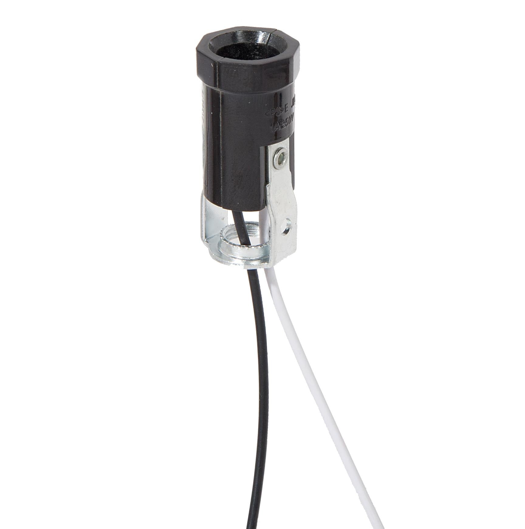 1-3/4 Inch Tall E-12 Phenolic Candelabra Socket, Choice of Wire Lead Length (47761)