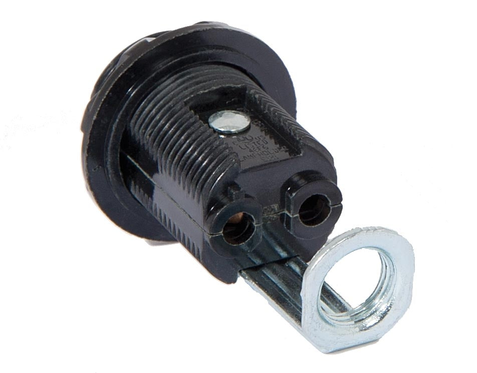 Candelabra Base Fully Threaded Phenolic Socket with External Threads & Ring (47769)