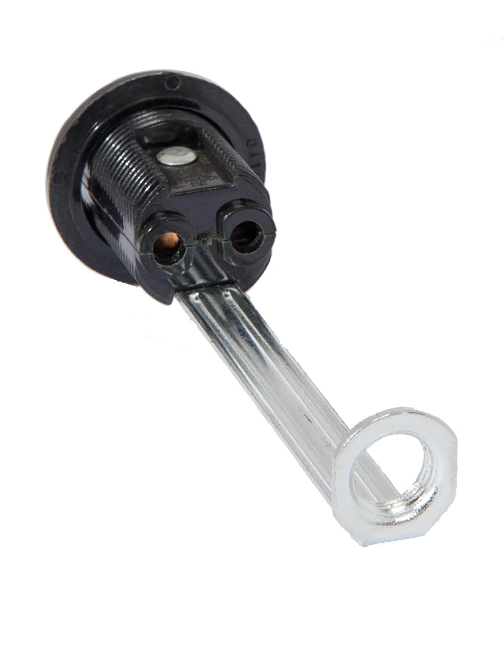 4" Tall Candelabra Base Fully Threaded Phenolic Socket with External Threads & Ring (47771)