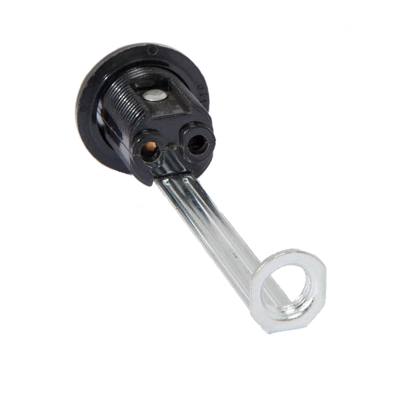 4" Tall Candelabra Base Fully Threaded Phenolic Socket with External Threads & Ring (47771)