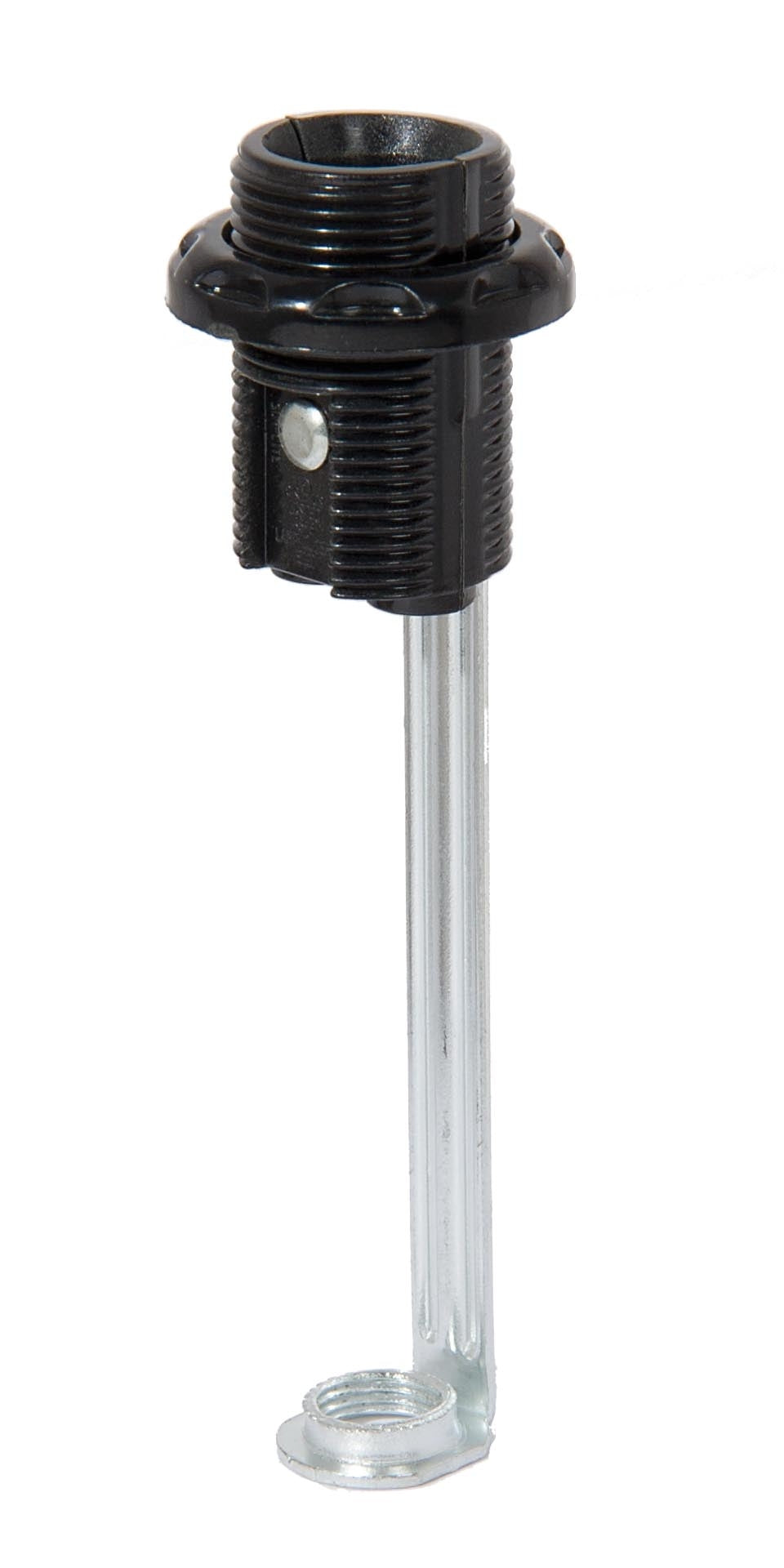 4" Tall Candelabra Base Fully Threaded Phenolic Socket with External Threads & Ring (47771)