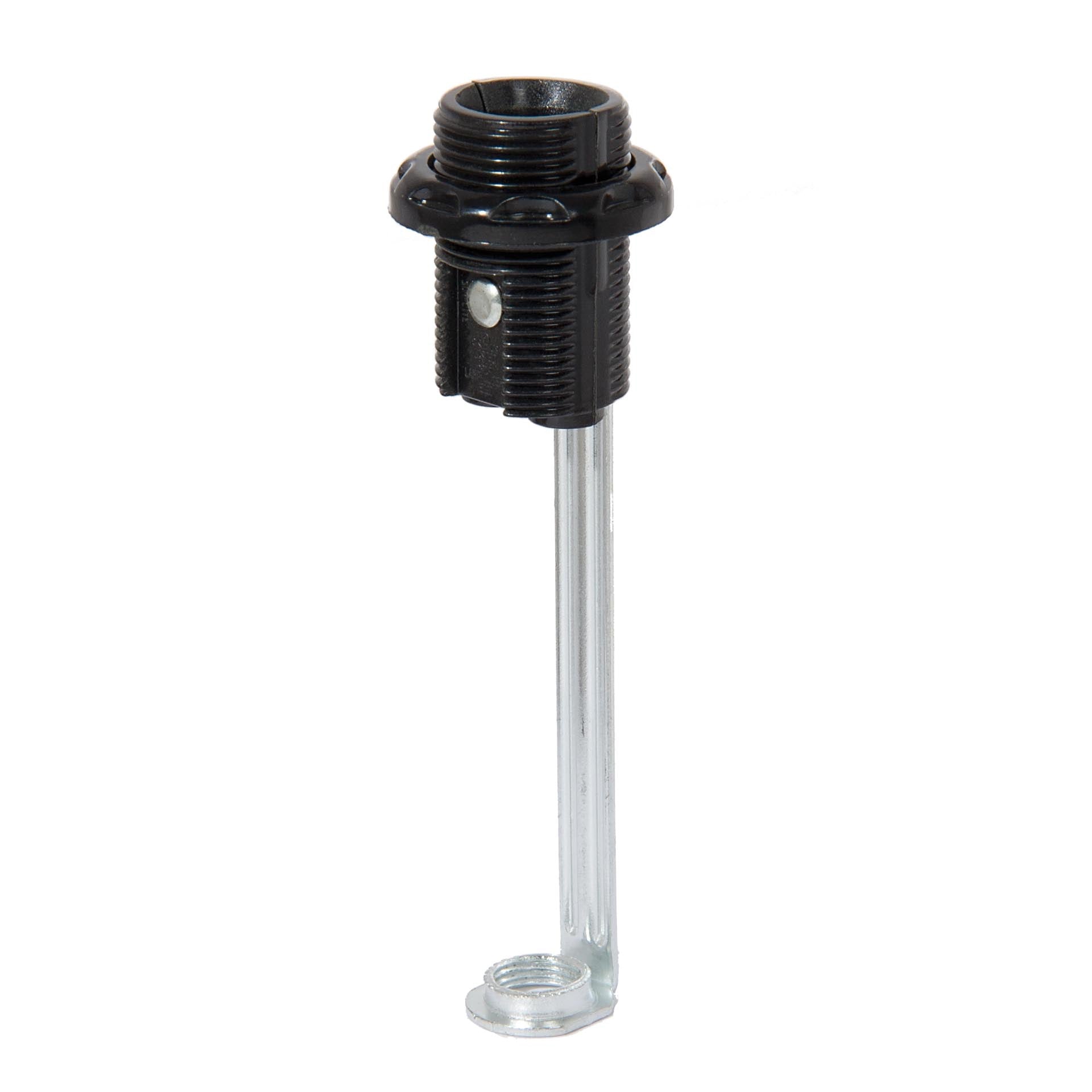 4" Tall Candelabra Base Fully Threaded Phenolic Socket with External Threads & Ring (47771)