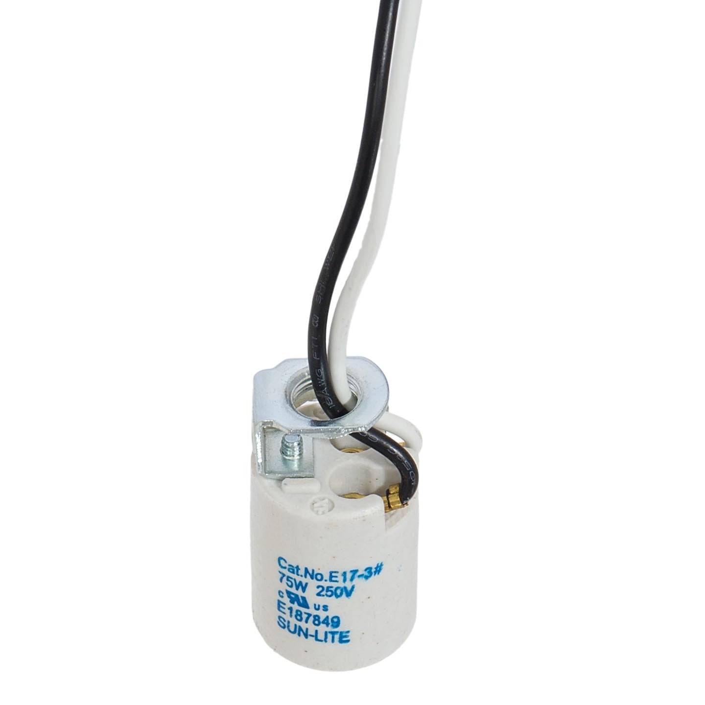 E-17 Base Keyless Unglazed Porcelain Socket with Wire Leads (47772)
