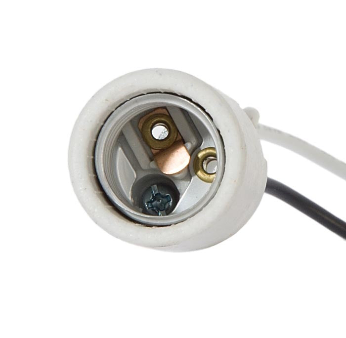 E-17 Base Keyless Unglazed Porcelain Socket with Wire Leads (47772)