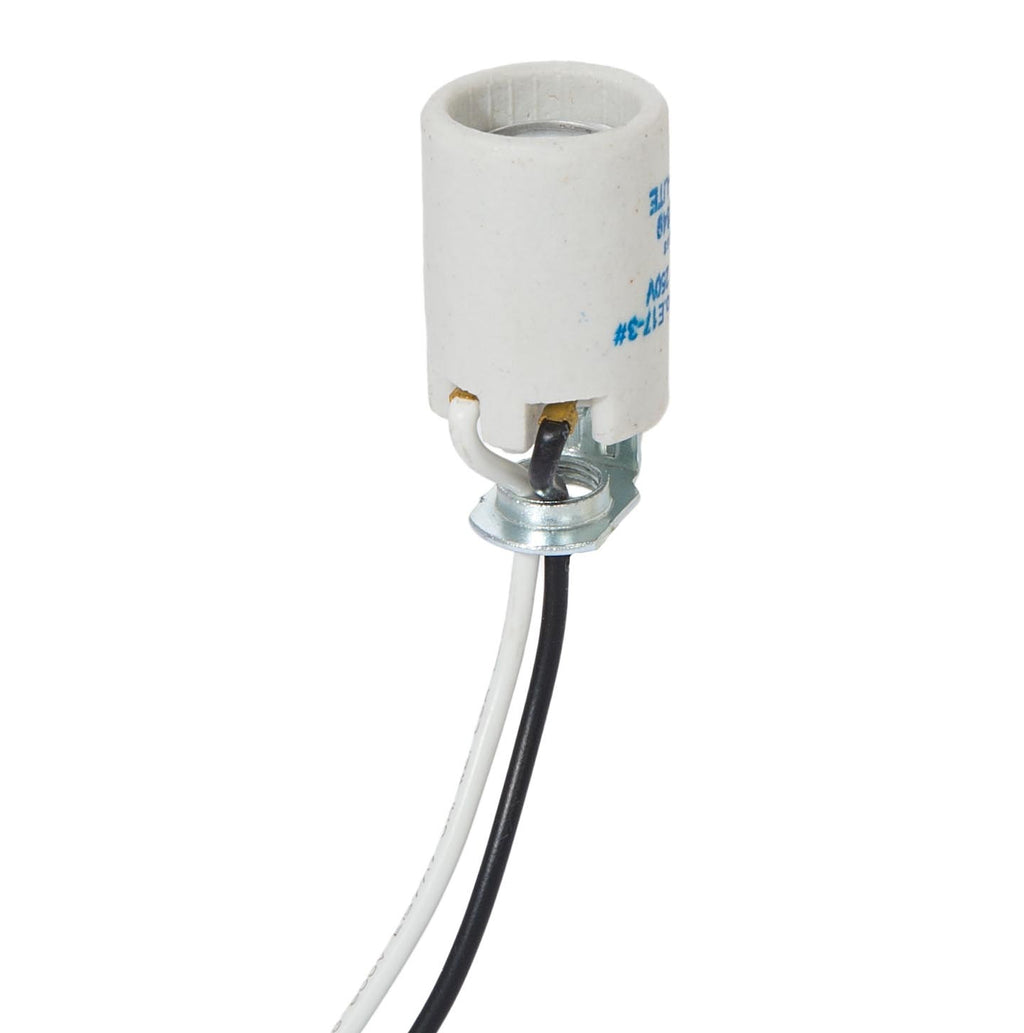 E-17 Base Keyless Unglazed Porcelain Socket with Wire Leads (47772)