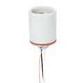 Keyless Glazed Porcelain E-26 Socket, Thin 36" Lead Wires, 1/8 IPS Metal Cap (48087)