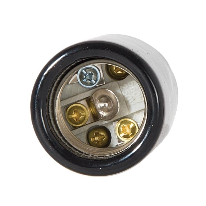 Keyless Glazed Black Porcelain E-26 Socket, 1/8IPS Metal Cap (48092)