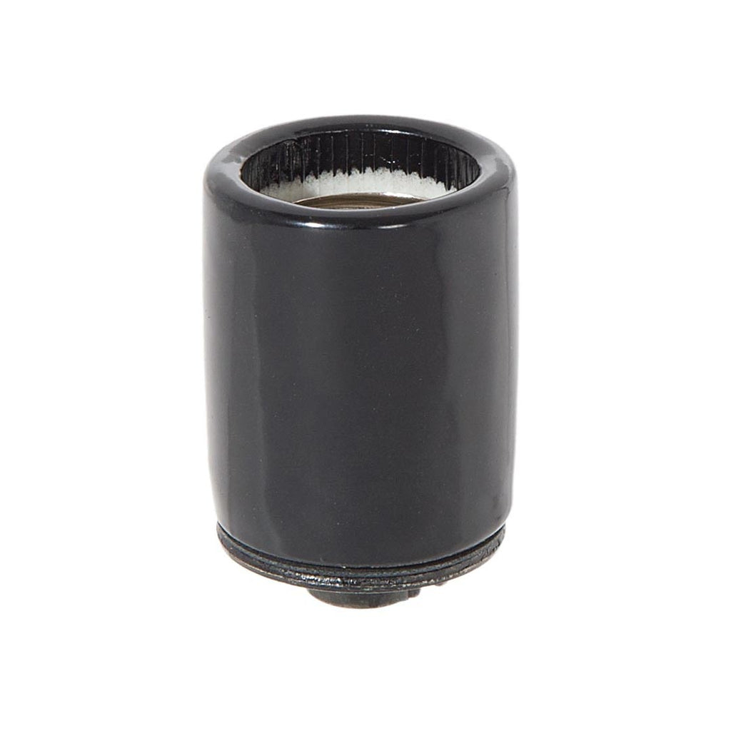 Keyless Glazed Black Porcelain E-26 Socket, 1/8IPS Metal Cap (48092)