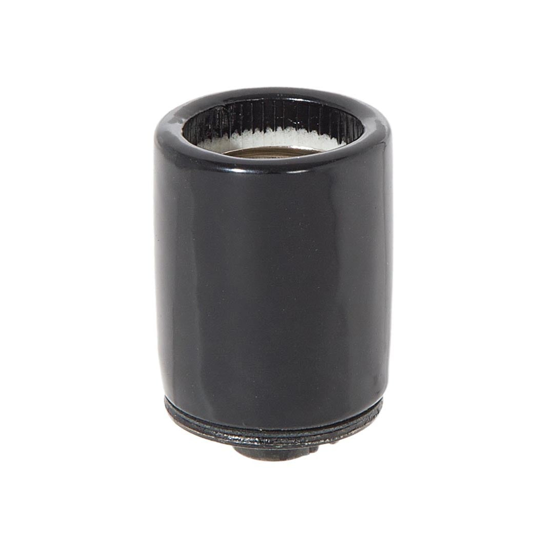 Keyless Glazed Black Porcelain E-26 Socket, 1/8IPS Metal Cap (48092)