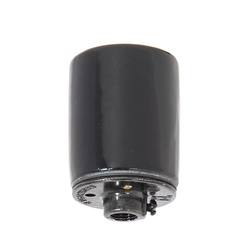 Keyless Glazed Black Porcelain E-26 Socket, 1/8IPS Metal Cap (48092)