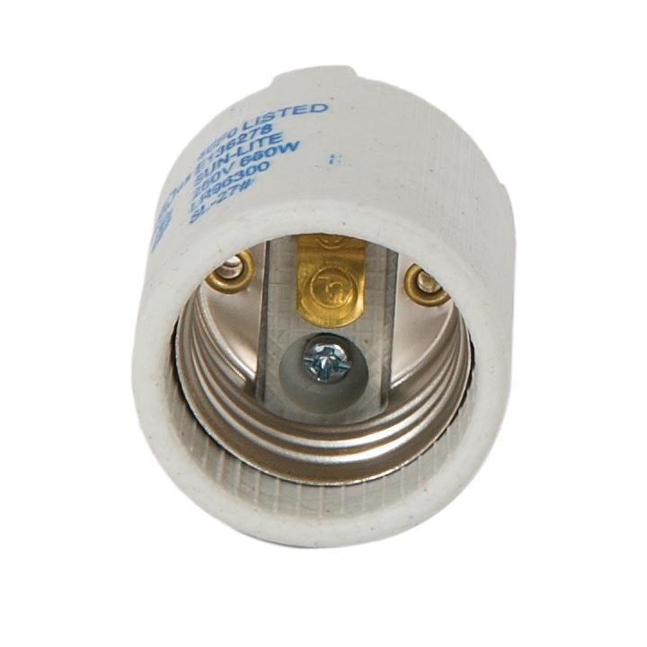 Keyless Unglazed Porcelain E-26 Socket, Detachable 1/8 IP Hickey and Screw Shell (48104i)