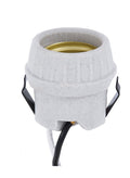 Medium base, U-Clip Snap-In Porcelain Keyless Fixture Socket, 8.5" Wire Leads (48107i)