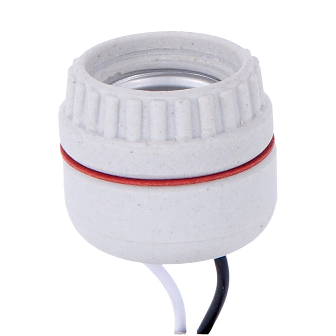 Porcelain Medium Base, 2-Piece Sign Receptacle for 1-7/16" Diameter Hole, 8" Leads (48118i)