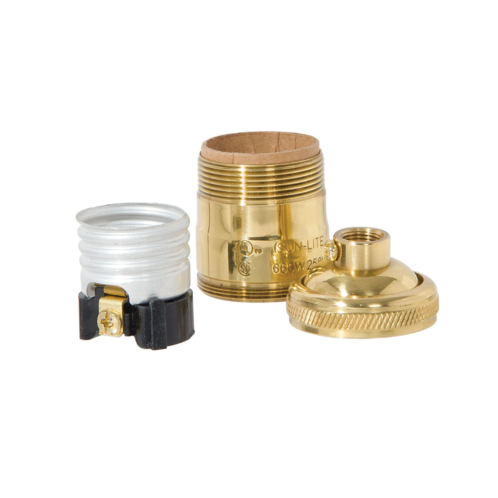 Polished & Lacquered Finish, Heavy Turned Brass Keyless Socket, UNO Thread Shell (48260)