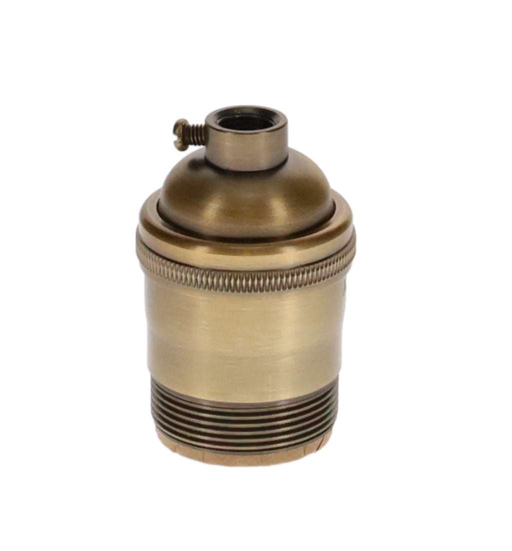 Light Antique Bronze Finish Heavy Turned Brass Keyless Socket, UNO Thread Shell (48260AB)