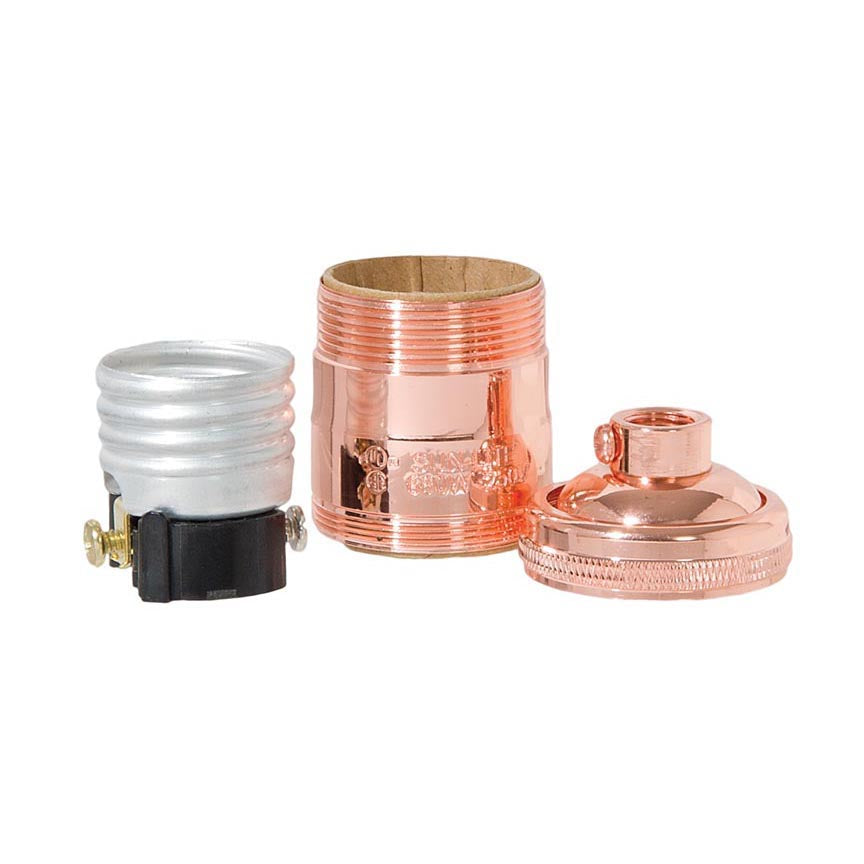 Premium Polished Copper Finish Heavy Turned Brass Keyless Short Socket, UNO Thread (48260C)