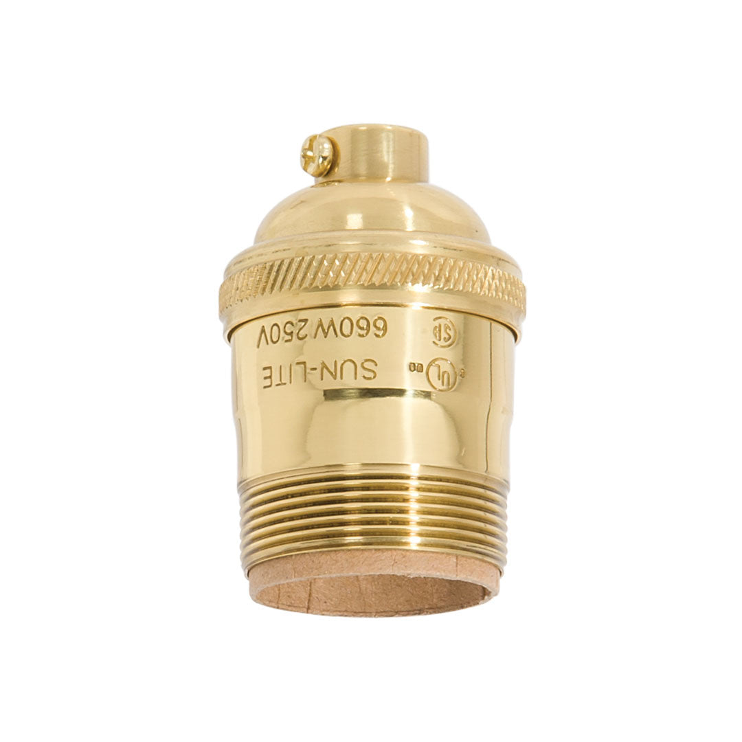 Polished & Lacquered Finish, Heavy Turned Brass Keyless Socket, UNO Thread Shell (48260)
