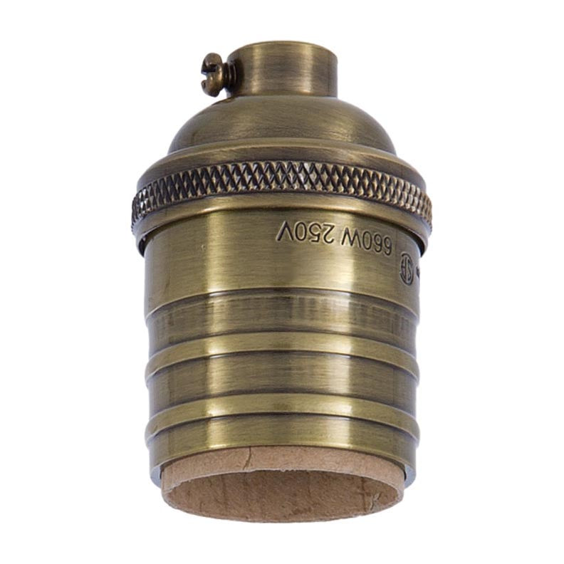 Antique BRASS Finish Heavy Turned Brass Keyless Sockets, No UNO Thread (48261A)