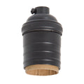 Premium Satin Black Finish E-26 Heavy Turned Brass Short Keyless Socket, No UNO Thread (48261BK)