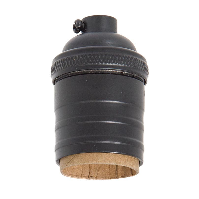 Premium Satin Black Finish E-26 Heavy Turned Brass Short Keyless Socket, No UNO Thread (48261BK)