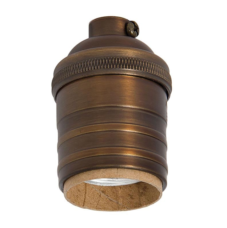 Short Keyless Brass Socket, No UNO Threads, Antique Bronze (48261B)