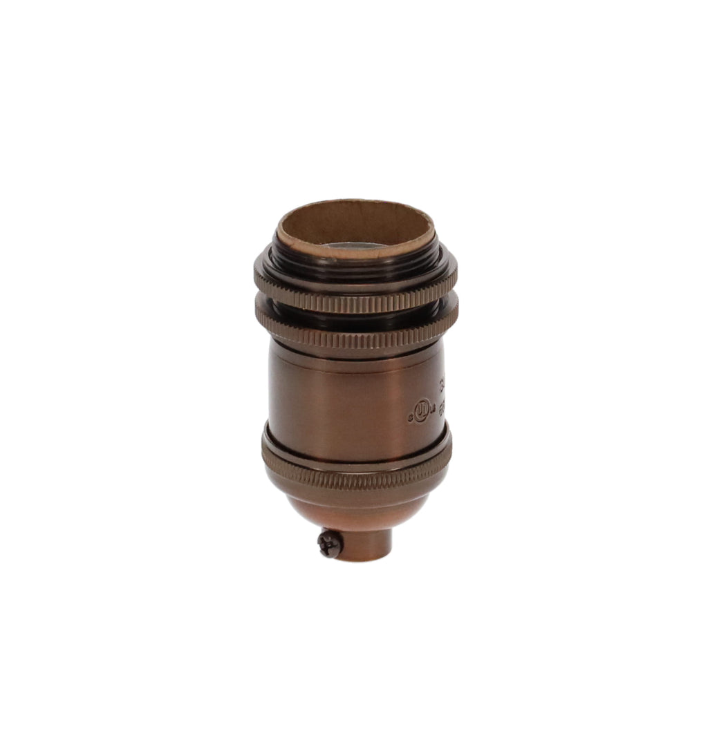 Antique Bronze Finish Heavy Turned Brass Keyless, Tall Socket w/Ground Screw Terminal (48264B)